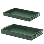 Комплект из двух прямоугольных подносов зеленого цвета Serpent варинант исполнения - 2 | Loft Concept в Самаре