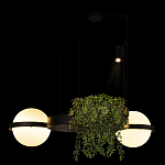 Подвесной светильник с 2-мя шарообразными плафонами и цилиндрическим спотом Light of Еyes варинант исполнения - 5 | Loft Concept в Самаре