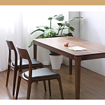 Стул деревянный с мягким сиденьем из черной натуральной кожи Moon Walnut Furniture варинант исполнения - 1 | Loft Concept в Самаре