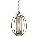 Подвесной светильник овальной формы с цилиндрическим плафоном в цвете сусальное серебро Kichler варинант исполнения - 1 | Loft Concept в Самаре