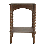 Приставной столик деревянный с резными ножками и нижней полкой Vintage Side Table Brown Wood варинант исполнения - 3 | Loft Concept в Самаре