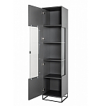 Шкаф-витрина цвета графит с полками и стеклянной дверью Strict Lines варинант исполнения - 3 | Loft Concept в Самаре