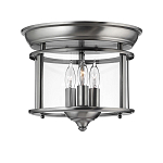 Потолочный светильник в форме фонаря с прозрачным цилиндрическим плафоном и тремя лампами в форме свечей Hinkley варинант исполнения - 1 | Loft Concept в Самаре