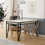 Стол обеденный с прямоугольной столешницей пыльного белого цвета на 4-х металлических ножках PAL ANCIENT WHITE варинант исполнения - 3 | Loft Concept в Самаре