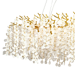 Линейная люстра с круглыми хрустальными подвесками Fairytree Gold Crystal Branches Linear Chandelier  варинант исполнения - 2 | Loft Concept в Самаре