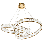 Подвесная люстра в виде изогнутых колец с хрустальным декором Ring Horizontal Oculus Gold Light Chandelier варинант исполнения - 3 | Loft Concept в Самаре