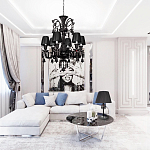 Люстра подвесная с плиссированными абажурами и множеством подвесок черного цвета Диаметр 62 см Lustre Reverie варинант исполнения - 4 | Loft Concept в Самаре