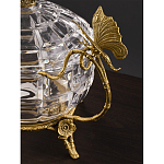 Конфетница из прозрачного рельефного стекла с ручками в виде стрекоз и фигуркой лебедя Eden Garden варинант исполнения - 4 | Loft Concept в Самаре