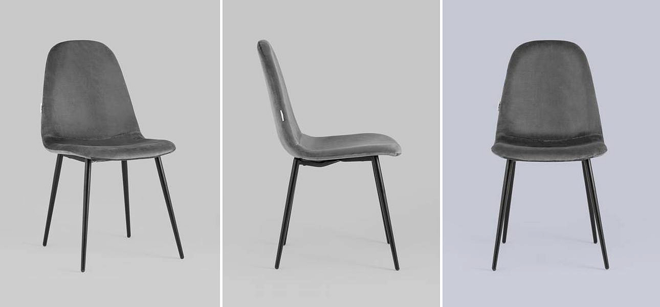 Стул Archie Chair Черные ножки Темно-Серый Велюр Стул Archie Chair Черные ножки Темно-Серый Велюр - Loft-Concept в Самаре