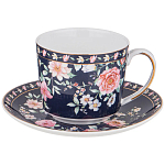 Чайный сервиз из фарфора синий на 6 персон 14 предметов Flower Porcelain Collection варинант исполнения - 2 | Loft Concept в Самаре