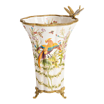 Ваза из фарфора с бронзовой стрекозой  Paradise Dragonfly варинант исполнения - 6 | Loft Concept в Самаре