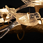 Люстра подвесная линейная с прозрачными стеклянными птичками на ветвях Serip Voa варинант исполнения - 11 | Loft Concept в Самаре