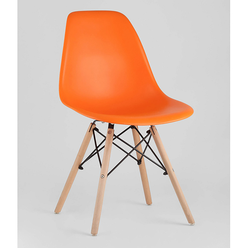 Пластиковый стул на ножках из массива бука Eames Orange Оранжевый Древесина Пластиковый стул на ножках из массива бука Eames Orange Оранжевый Древесина в Самаре | Loft Concept