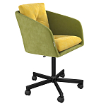 Стул с мягкой обивкой из велюра и подъемно-поворотным механизмом на колесиках Mason Green and Yellow варинант исполнения - 1 | Loft Concept в Самаре