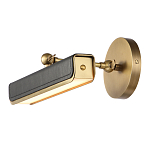 Светильник для картин цвет винтажная латунь с прямоугольным плафоном из кожи черного цвета Alora варинант исполнения - 4 | Loft Concept в Самаре