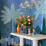 Обои ручная роспись Malwa Special Colourway on blue painted Xuan paper варинант исполнения - 1 | Loft Concept в Самаре