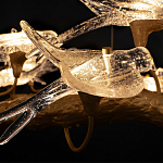 Люстра подвесная с прозрачными стеклянными птичками на ветвях Диаметр 80 см Serip Voa варинант исполнения - 10 | Loft Concept в Самаре