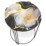 Стол журнальный круглый со столешницей из стекла Gold and Black Marble варинант исполнения - 2 | Loft Concept в Самаре