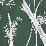 Обои ручная роспись Bamboo Argent on Edo Green painted silk варинант исполнения - 2 | Loft Concept в Самаре