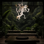 Люстра с тремя фигурами обезьян с лампочками в руках белого цвета Hanging Monkey варинант исполнения - 10 | Loft Concept в Самаре