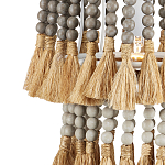 Подвесной светильник двухъярусный с декором из круглых деревянных бусин с кисточками Gray Brown Wooden Beads Chandelier варинант исполнения - 1 | Loft Concept в Самаре