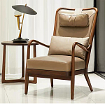 Кресло c каркасом из массива дерева и с мягким подголовником Walnut Armchair варинант исполнения - 1 | Loft Concept в Самаре