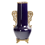 Ваза темно-синяя фарфоровая с бронзовыми ручками и ножками Eden Garden варинант исполнения - 1 | Loft Concept в Самаре