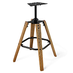 Барный стул со спинкой и металлической подставкой на 4-х деревянных ножках Синий Велюр Vendramin Chair варинант исполнения - 4 | Loft Concept в Самаре