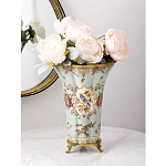 Ваза голубого цвета из фарфора с цветочным рисунком и бронзовой стрекозой Blue Garden варинант исполнения - 4 | Loft Concept в Самаре