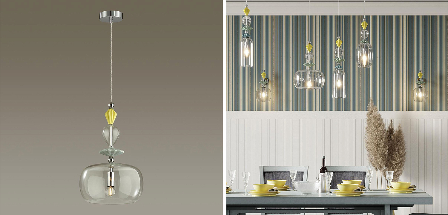 Подвесной светильник Iris Glas hanging lamp candy A chrome Подвесной светильник Iris Glas hanging lamp candy A chrome - Loft-Concept в Самаре