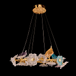 Люстра круглая на золотом каркасе с птичками и цветочным декором Miscellaneous herbs варинант исполнения - 2 | Loft Concept в Самаре