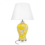 Настольная лампа желтая с изображением белых птиц Flight Among Acacia варинант исполнения - 1 | Loft Concept в Самаре