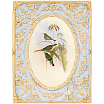 Декоративный постер с изображением птиц в раме с рельефным растительным узором Blooming Birds Poster варинант исполнения - 12 | Loft Concept в Самаре