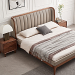 Кровать двуспальная с мягким изголовьем Moon Walnut Bed варинант исполнения - 1 | Loft Concept в Самаре