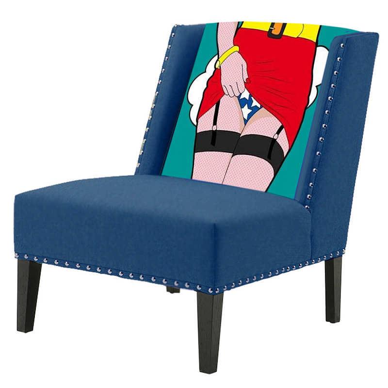 FUN Armchair "Super woman" Blue Дизайнерское кресло с цветным принтом Бирюзовый в Самаре | Loft Concept 