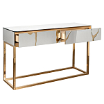 Консоль с ящиками зеркальная с золотым декором Gold Painted Mirror Console варинант исполнения - 2 | Loft Concept в Самаре
