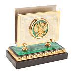 Настольный письменный набор из малахита и долерита с декором в виде герба России Leader Organizer варинант исполнения - 6 | Loft Concept в Самаре