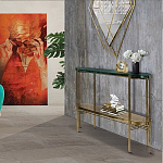 Консоль овальной формы золотая с полкой для хранения Craig варинант исполнения - 4 | Loft Concept в Самаре