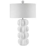 Настольная лампа белая с тканевым абажуром в форме цилиндра Morphing варинант исполнения - 4 | Loft Concept в Самаре