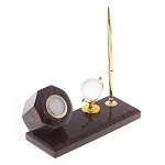 Настольный письменный набор с глобусом и ручкой из натурального обсидиана World Globe варинант исполнения - 2 | Loft Concept в Самаре