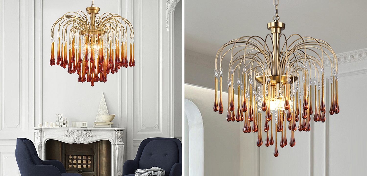 Дизайнерская люстра Amber Drops Chandelier Дизайнерская люстра Amber Drops Chandelier - Loft-Concept в Самаре