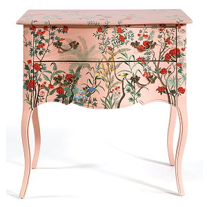 Комод розовый с росписью Цветы L.XV CHEST OF DRAWERS Flowers