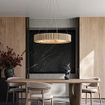 Люстра круглая из толстых деревянных реек Natural Style варинант исполнения - 4 | Loft Concept в Самаре