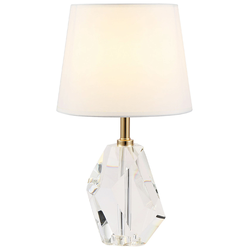 Настольная лампа с основанием из хрусталя Manlio Crystal Lampshade Table Lamp Белый Золотой Прозрачное Стекло Настольная лампа с основанием из хрусталя Manlio Crystal Lampshade Table Lamp Белый Золотой Прозрачное Стекло в Самаре | Loft Concept