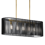 Люстра подвесная овальной формы с металлическим решетчатым абажуром матово-черного цвета и 5 лампами Kichler варинант исполнения - 1 | Loft Concept в Самаре