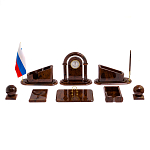 Настольный письменный набор с часами из природного камня обсидиана  Contract Extended варинант исполнения - 1 | Loft Concept в Самаре