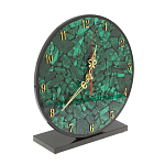 Часы настольные круглые из натурального камня Малахит Round Stone Clock варинант исполнения - 2 | Loft Concept в Самаре