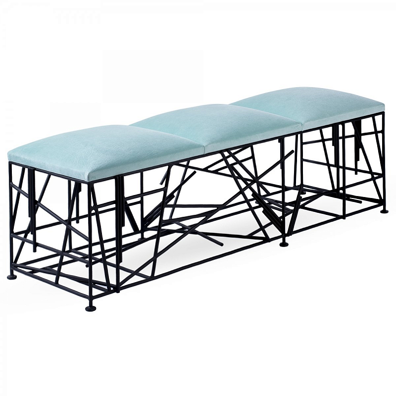 Банкетка Kelly Wearstler TURMONT BENCH Черный матовый Светло-голубой Банкетка Kelly Wearstler TURMONT BENCH Черный матовый Светло-голубой в Самаре | Loft Concept