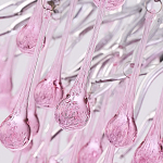 Люстра серебрянная с розовыми стеклянными подвесками в форме капель FAIRYTREE Light варинант исполнения - 5 | Loft Concept в Самаре