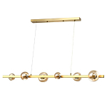 Люстра светодиодная линейная с 6-ю круглыми плафонами коньячного цвета Iona Chandelier Brass  варинант исполнения - 1 | Loft Concept в Самаре